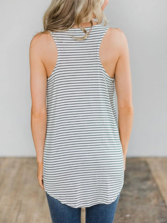 High-Low Striped Tank Trendsi