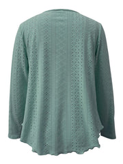 Eyelet Long Sleeve Blouse - Trendsi