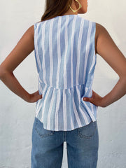 Tied Striped Round Neck Tank