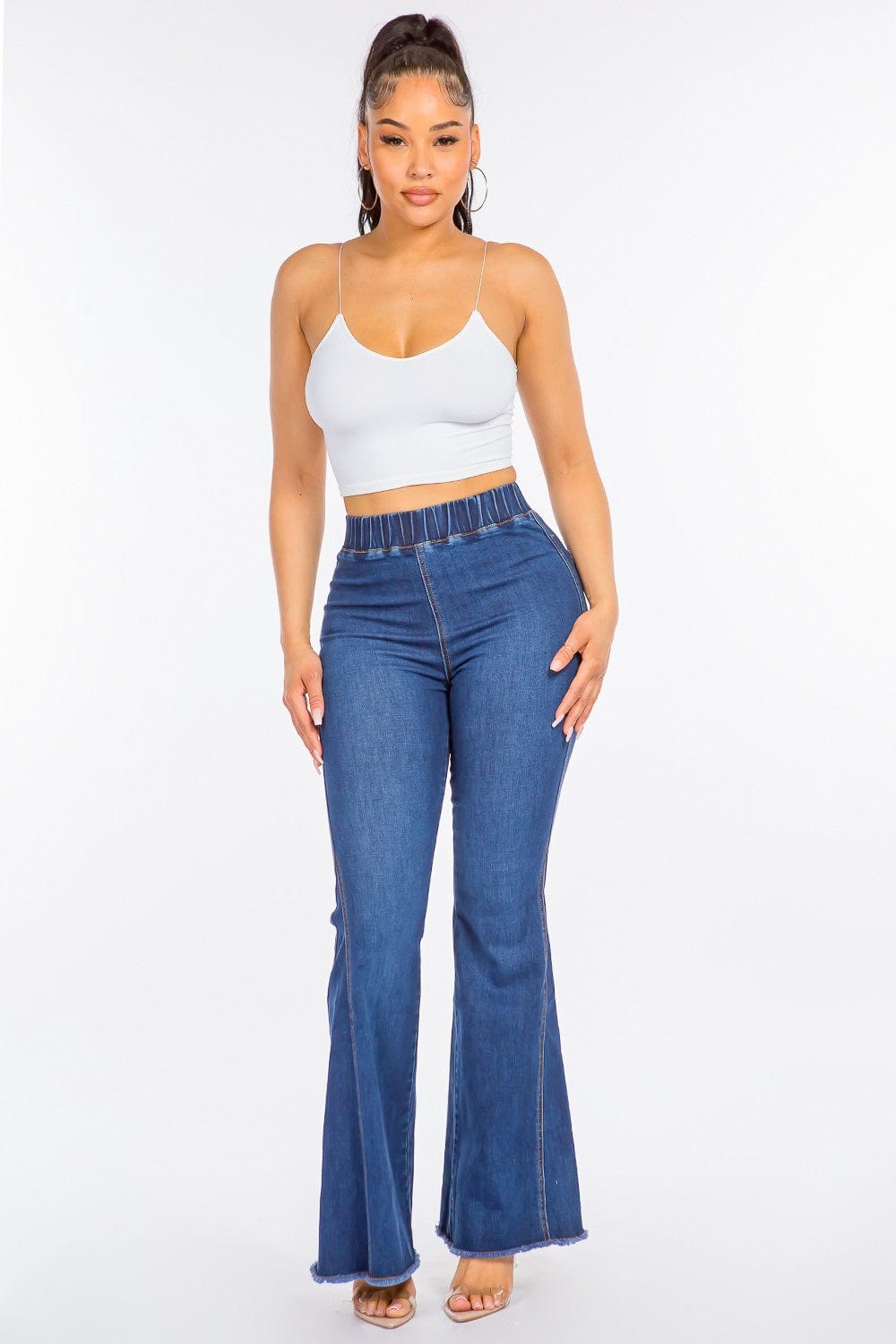 American Bazi High Waist Curvy Flare Jeans - Trendsi