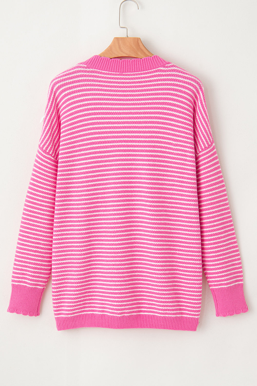 Striped V-Neck Dropped Shoulder Sweater