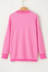 Striped V-Neck Dropped Shoulder Sweater