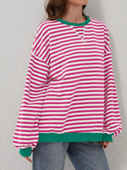 Contrast Striped Long Sleeve Sweatshirt