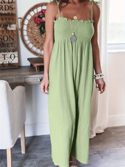 Full Size Smocked Spaghetti Strap Wide Leg Jumpsuit Trendsi