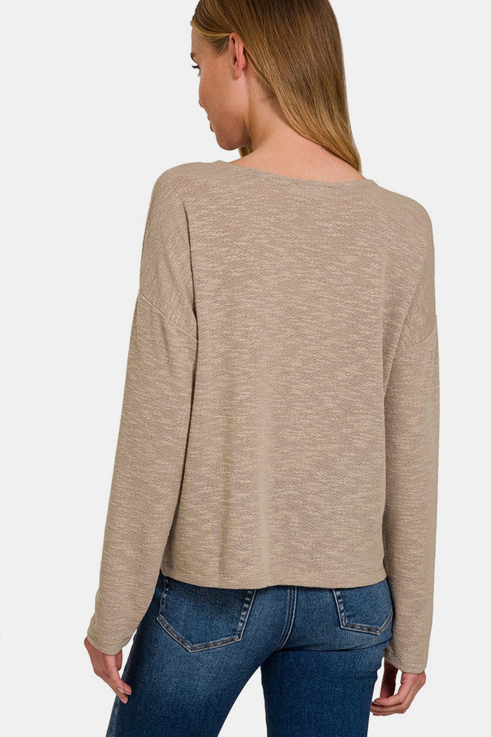 Zenana Dropped Shoulder Long Sleeve T-Shirt Trendsi