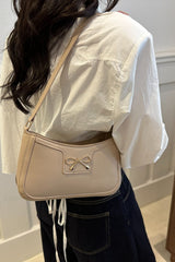 Bow Trim PU Leather Shoulder Bag - Trendsi