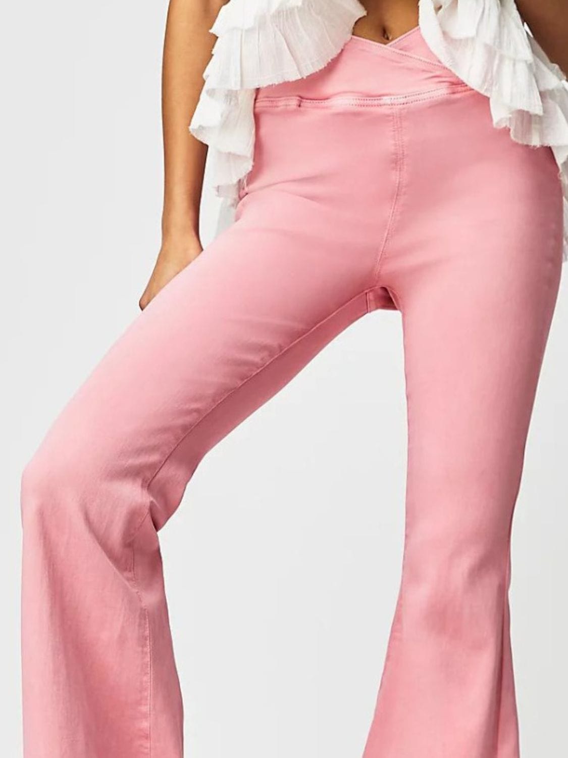 Asymmetric Waist Flare Jeans - Trendsi