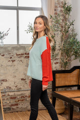 Sew In Love Full Size Color Block Drop Shoulder Sweater - Trendsi