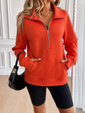 Ivy Lane Half Zip Raglan Sleeve Sweatshirt - Trendsi