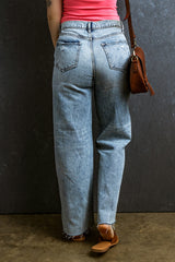 Distressed Raw Hem Straight Jeans Trendsi