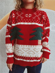 Christmas Tree Mock Neck Long Sleeve Sweater - Trendsi