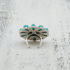 Artificial Turquoise Alloy Flower Ring