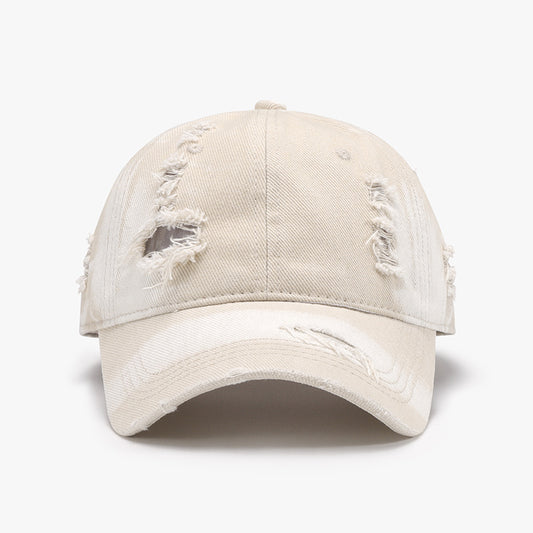 Distressed Adjustable Cotton Baseball Cap Trendsi