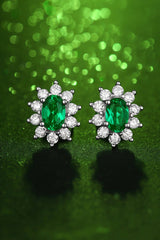 1 Carat Lab - Grown Emerald Stud Earrings - Trendsi