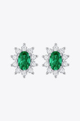 1 Carat Lab - Grown Emerald Stud Earrings - Trendsi