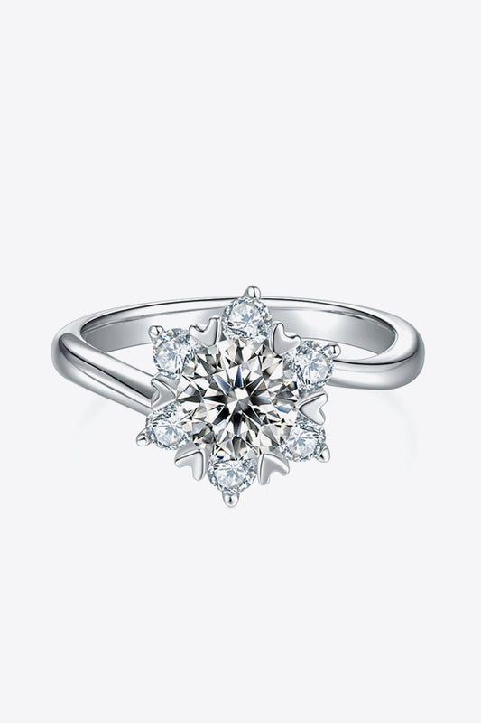 1 Carat Moissanite 925 Sterling Silver Cluster Ring - Trendsi