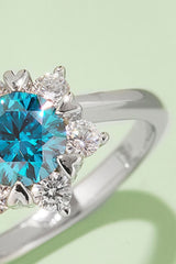 1 Carat Moissanite 925 Sterling Silver Cluster Ring - Trendsi