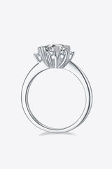 1 Carat Moissanite 925 Sterling Silver Cluster Ring - Trendsi