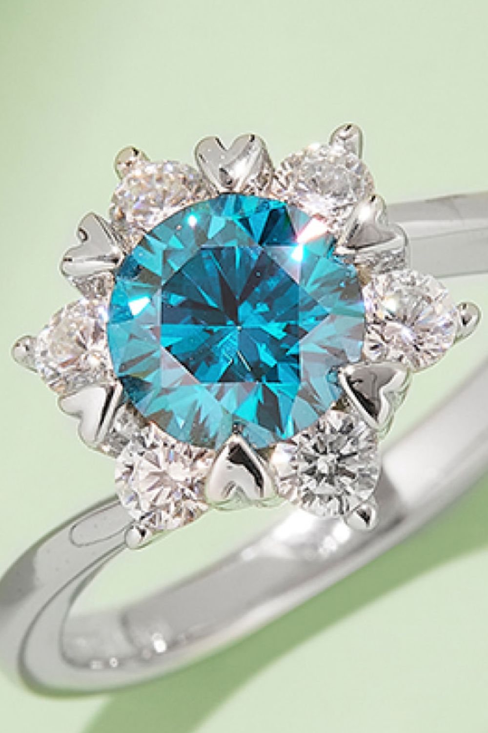 1 Carat Moissanite 925 Sterling Silver Cluster Ring - Trendsi