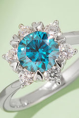 1 Carat Moissanite 925 Sterling Silver Cluster Ring - Trendsi