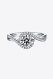 1 Carat Moissanite 925 Sterling Silver Crisscross Ring - Trendsi