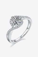 1 Carat Moissanite 925 Sterling Silver Crisscross Ring - Trendsi