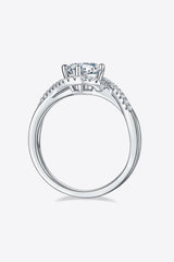 1 Carat Moissanite 925 Sterling Silver Crisscross Ring - Trendsi