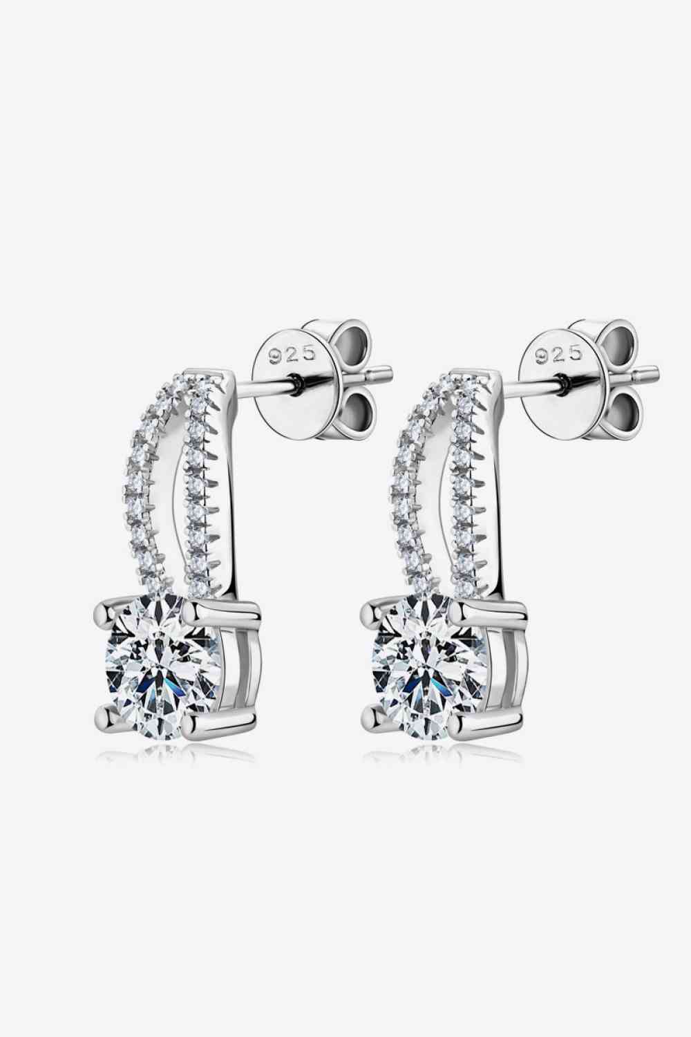 1 Carat Moissanite 925 Sterling Silver Earrings - Trendsi