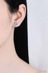 1 Carat Moissanite 925 Sterling Silver Flower Earrings - Trendsi