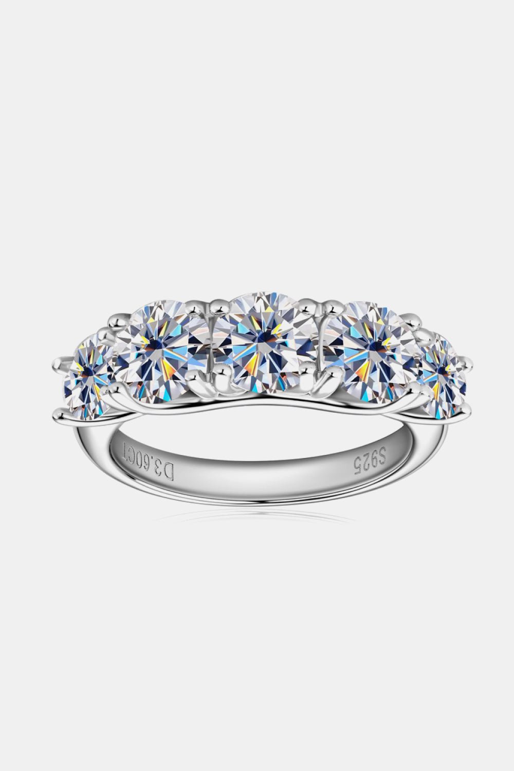 1 Carat Moissanite 925 Sterling Silver Half - Eternity Ring - Trendsi