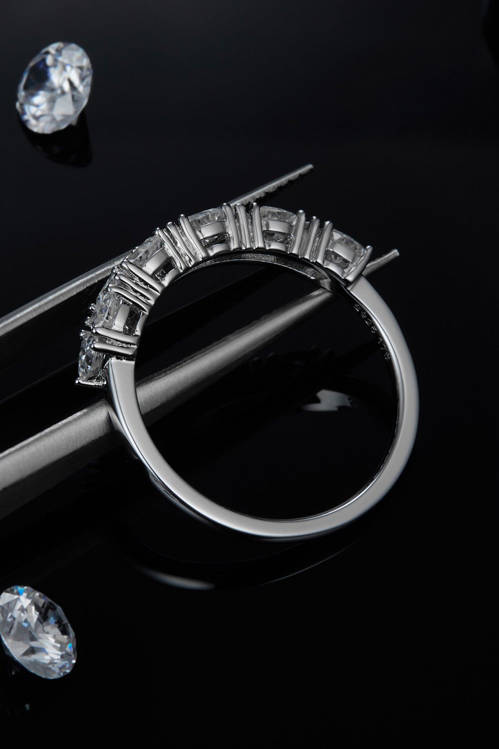 1 Carat Moissanite 925 Sterling Silver Half - Eternity Ring - Trendsi