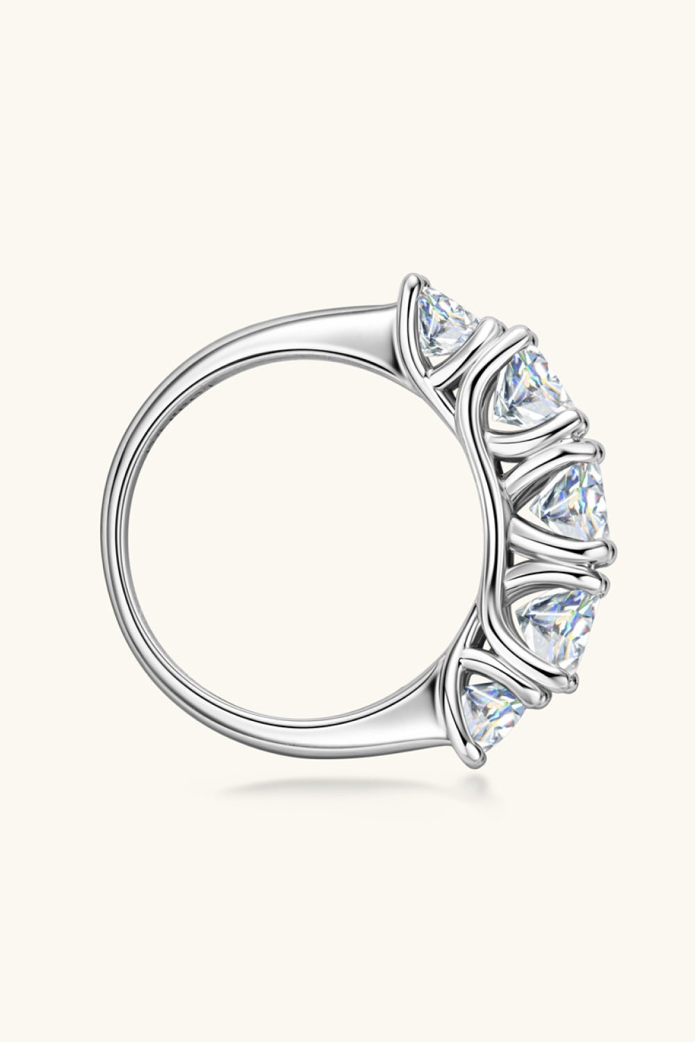 1 Carat Moissanite 925 Sterling Silver Half - Eternity Ring - Trendsi