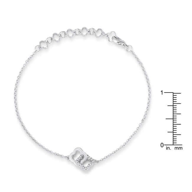 .1 Ct Rhodium Bracelet with Interlocking Floral Links - JGI