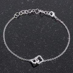 .1 Ct Rhodium Bracelet with Interlocking Floral Links - JGI