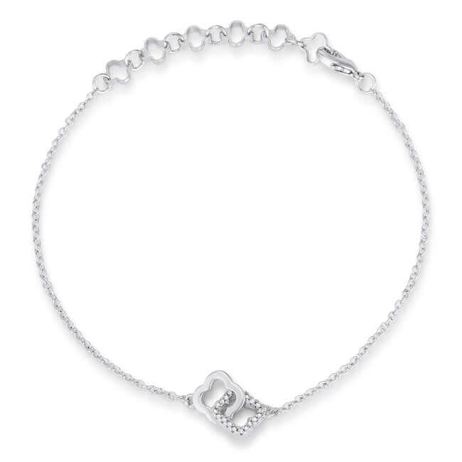 .1 Ct Rhodium Bracelet with Interlocking Floral Links - JGI