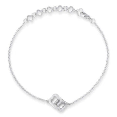 .1 Ct Rhodium Bracelet with Interlocking Floral Links - JGI