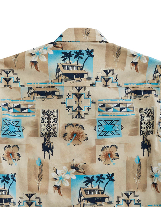 Tin Haul Mens Long Sleeve Snap Tin Haul Tiki Western Shirt