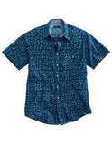 Tin Haul Mens Short Sleeve Snap Indigo Aztec Print Western Shirt