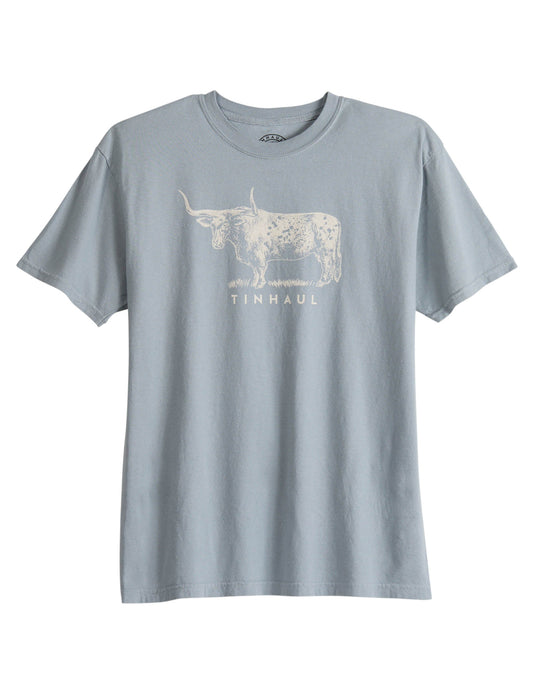 Tin Haul Unisex Short Sleeve Tin Haul Bull Standing Screen Print T Shirt Heavyweight Light Grey