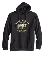 Tin Haul Menstin Haul Hoodie Western Supply Bull Standing  Black