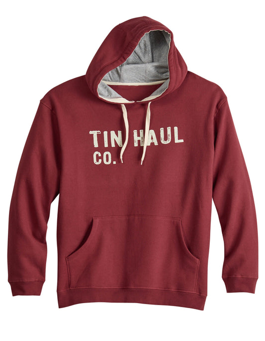 Tin Haul Mens Tin Haul Pullover Hoodie Co Screen Print Heavyweight Wine