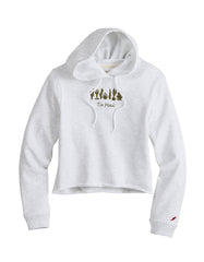 Tin Haul Womens Tin Haul Pullover Hoodie Cactus Line Embroidery Athletic Grey Cropped