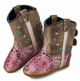 Old West Pink Hearts Toddler Round Toe Boots - Old West