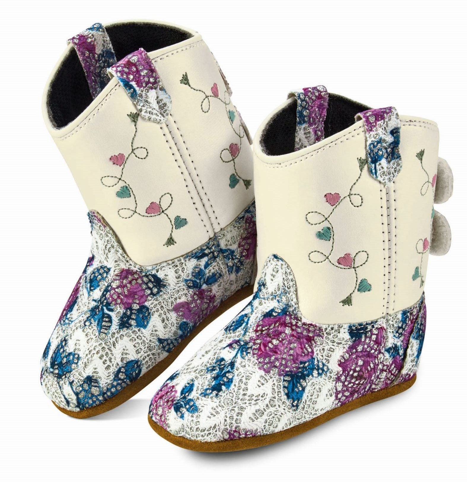 Old West Flower Print Foot White Shaft Poppets - Old West