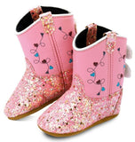 Old West Pink Glitter Toddler Round Toe Boots - Old West