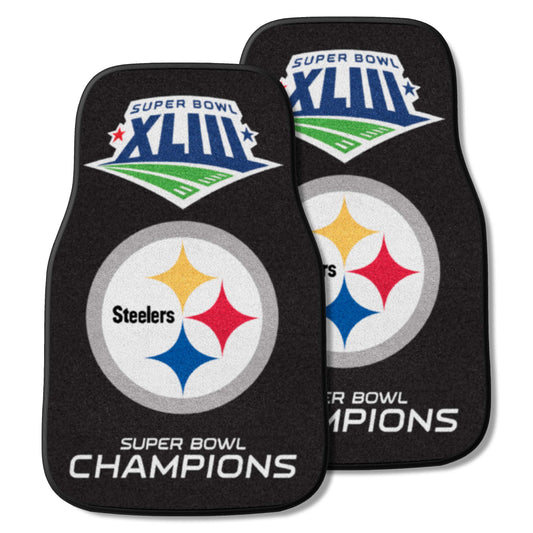 Pittsburgh Steelers Front Carpet Car Mat Set - 2 Pieces, 2009 Super Bowl XLIII Champions