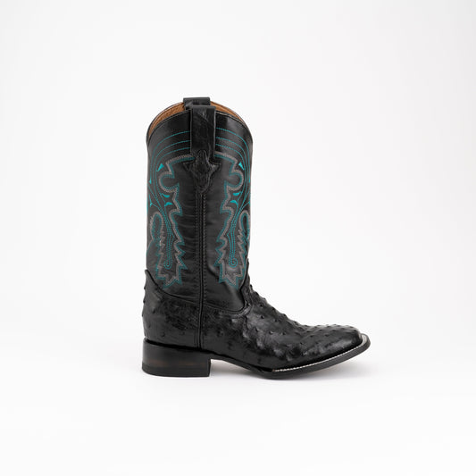 Ferrini Colt Black Full Quill Ostrich Mens Boot