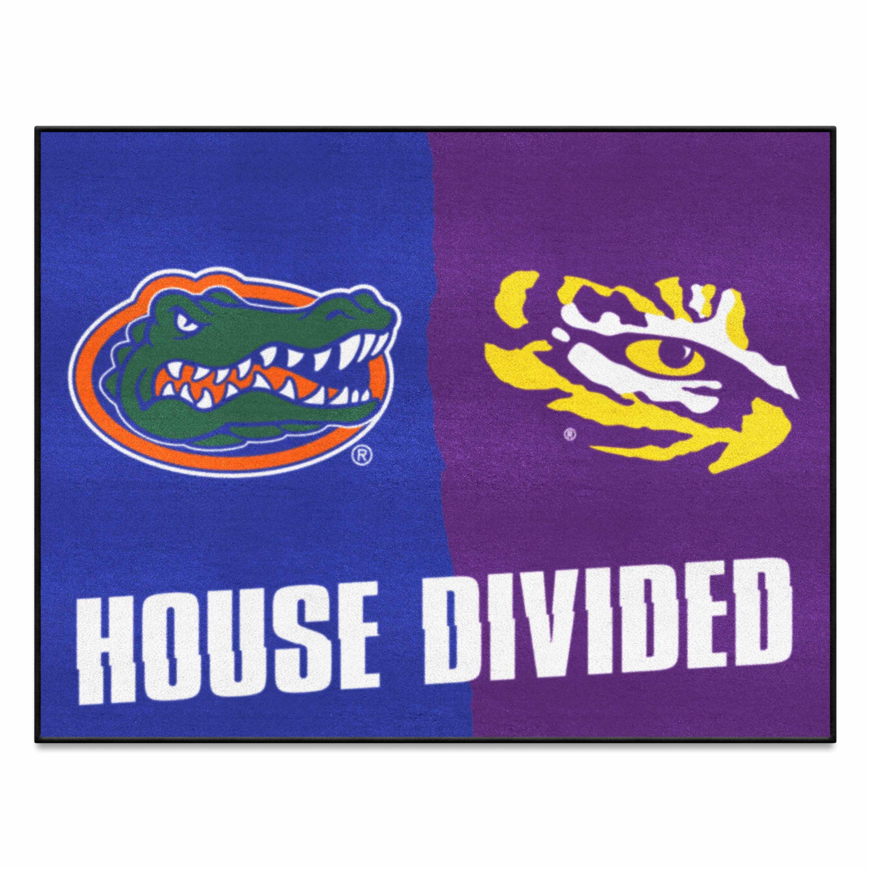 House Divided - Florida / LSU House Divided House Divided Rug - 34 in. x 42.5 in. - House Divided - Florida / LSU