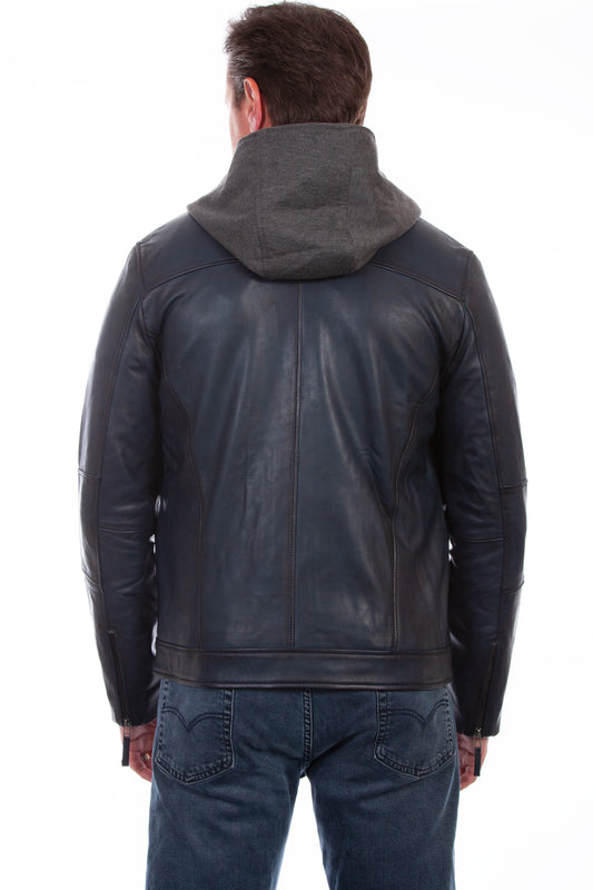 Scully 100% Denim Leather Zip Front W/Hood 1056