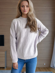 Mock Neck Long Sleeve Sweater - Trendsi